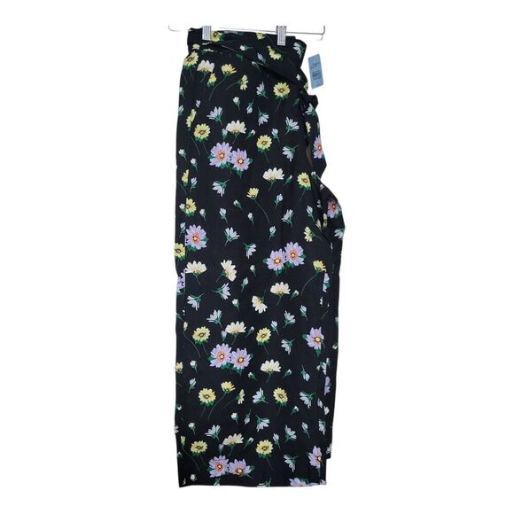 Ann Taylor LOFT Linen Blend Black Floral Wide Leg Crop Pants L Petite  NEW - Picture 9 of 9